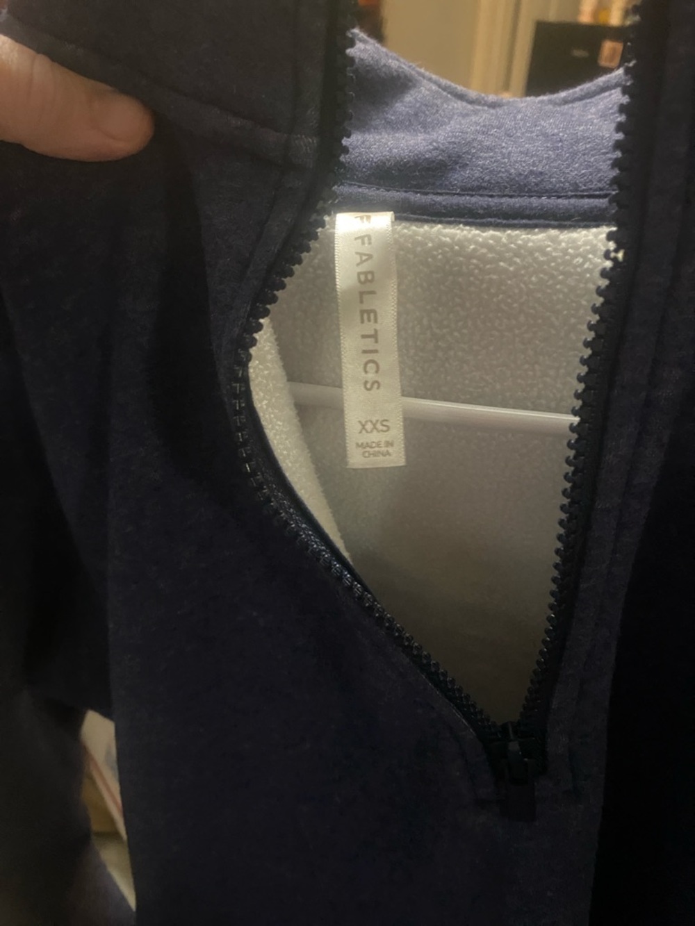 Fabletics Dark Navy Quarter-Zip Fleece sweatshirt/sweatpants set pant xs top xxs